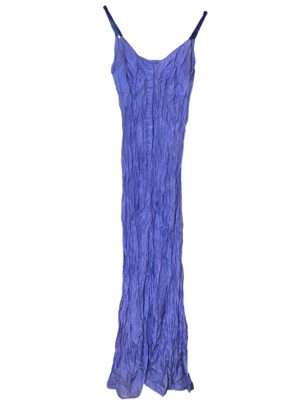 VTG Alberta Ferretti 100% Silk Crinkle Slip Dress Y2Kl Velvet Periwinkle S